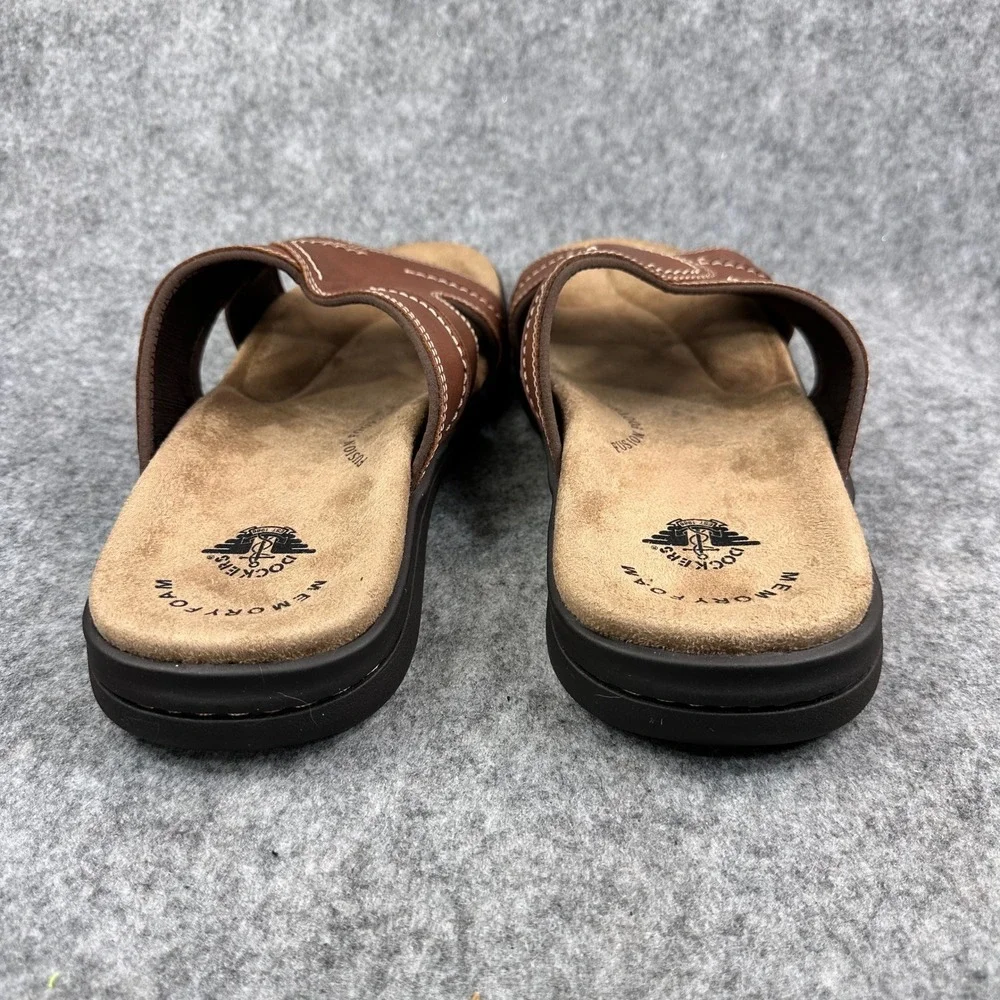 Dockers Sunland Mens Size 12 Chestnut Memory Foam Slide Sandals Casual Shoes New